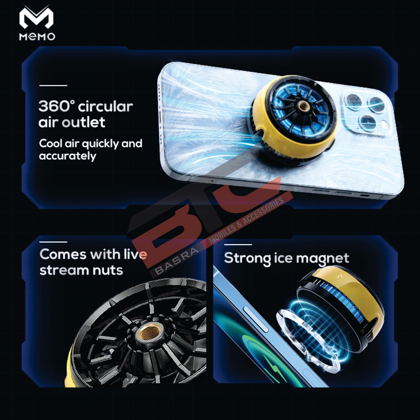 MEMO CX04 Magnetic Cooling Fan Phone Radiator Phone Cooling Fan Case