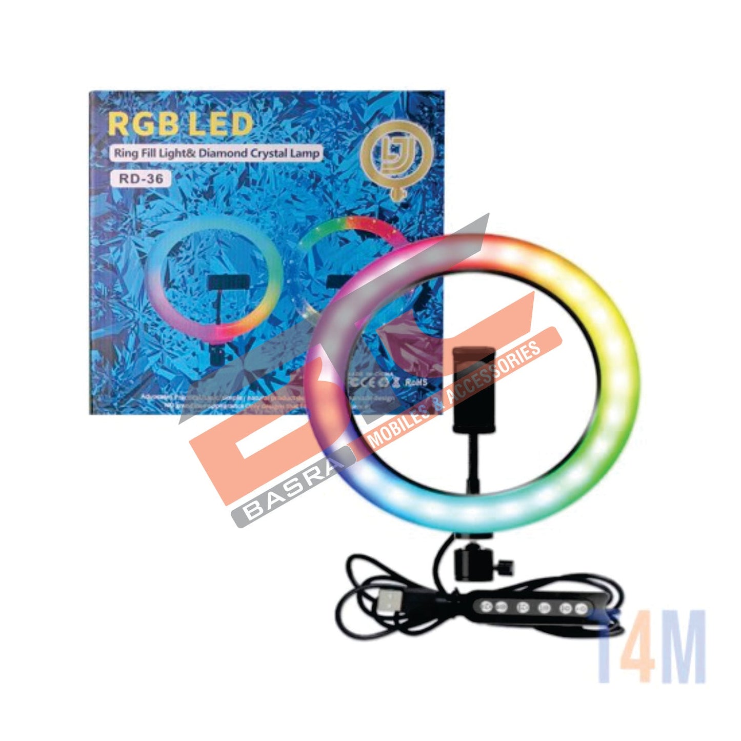 RD-36 RGB Ring Light 36CM Fill Ligh and Diamond Crystal Lamp