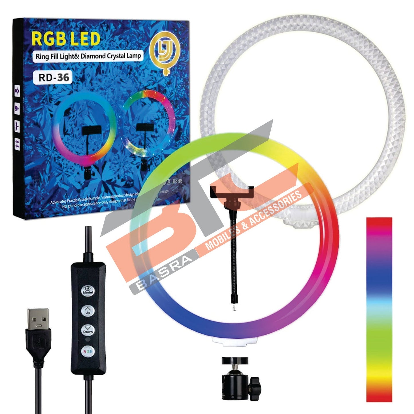RD-36 RGB Ring Light 36CM Fill Ligh and Diamond Crystal Lamp