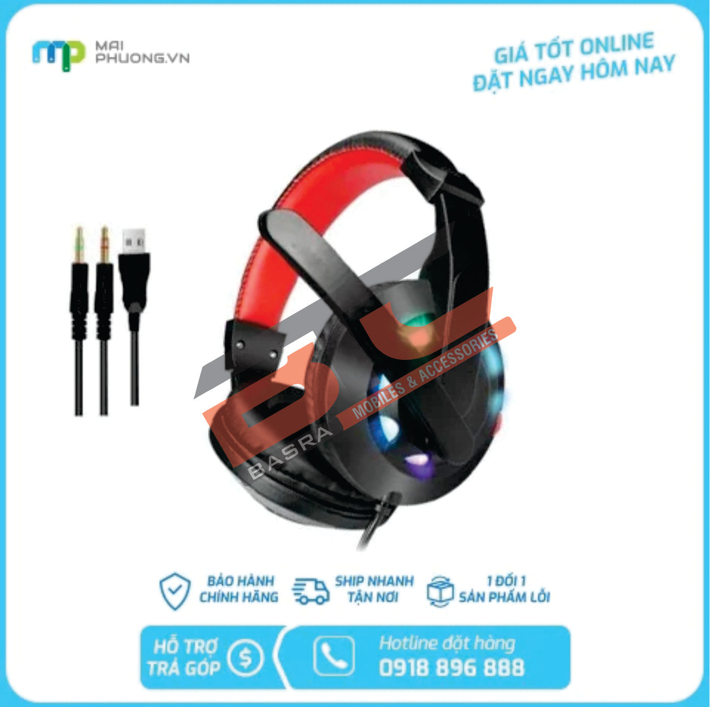 Misde A65 7 Color LED On- Ear Gaming Headphone