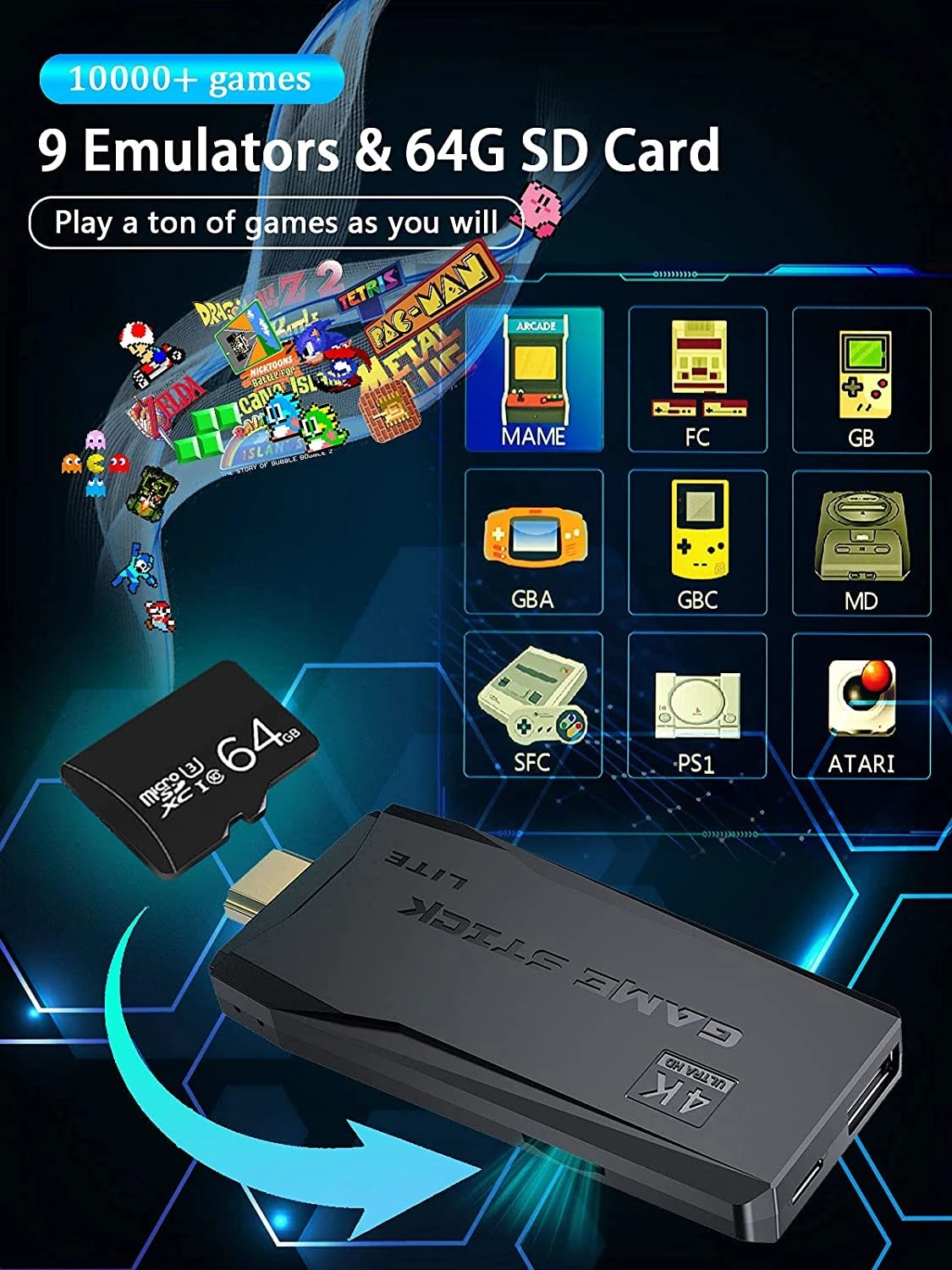 M8 64GB Video Game Console Family 10000 Game