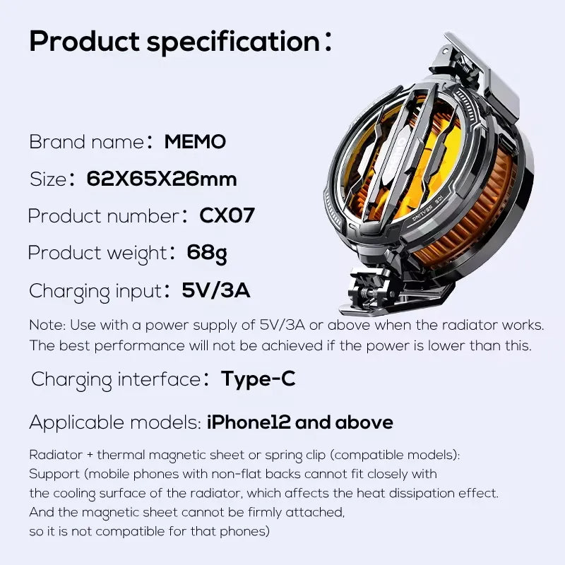 CX07 MEMO Magnetic Cooler Fan CX07