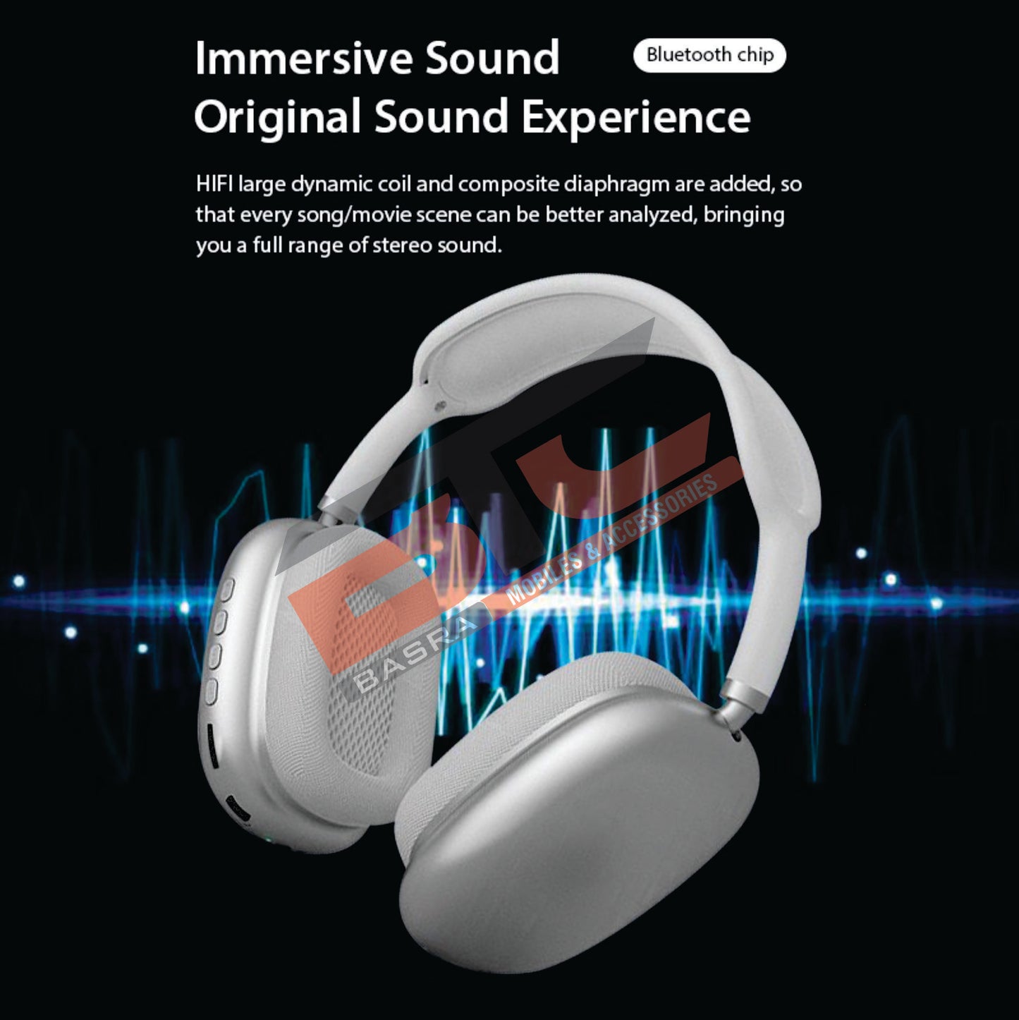 Misuli P9 Wireless Bluetooth Headphones With Mic Noise Cancelling Headsets