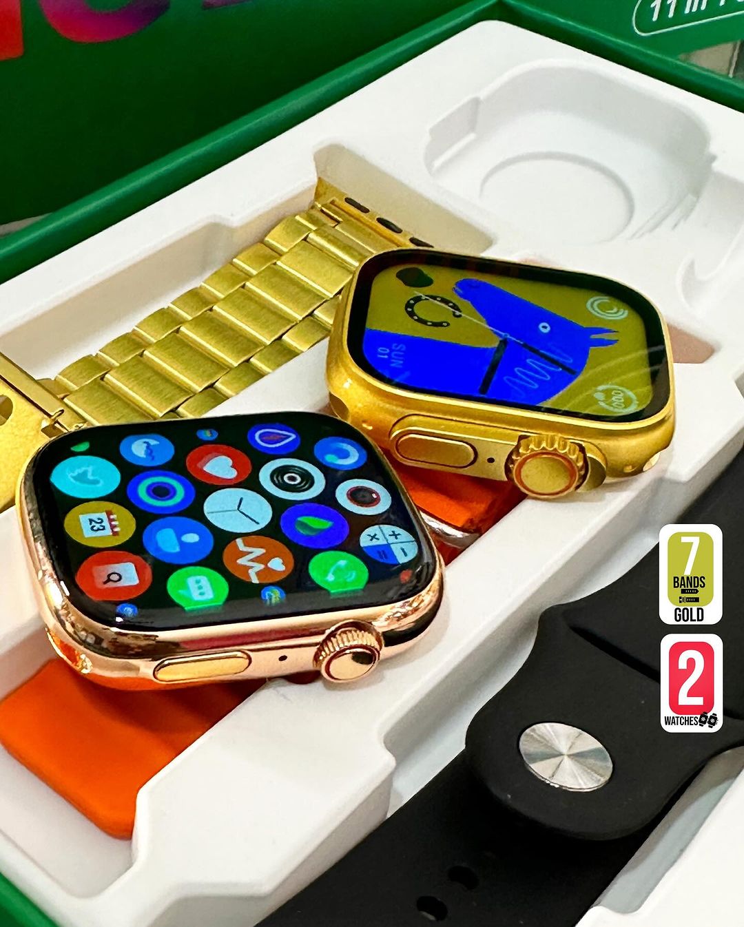 I50 Ultra 2 Suit Max Watch9 Dual Smart Watches 11 in 1 ( 2 Smartwatches + 7 Straps + 2 Silicone Case ) Big Display New Fashion