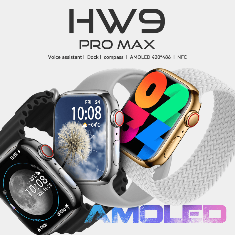 HW 9 PRO MAX AMOLED SMAR WATCH GOLD EDITION - Basra Mobile Center