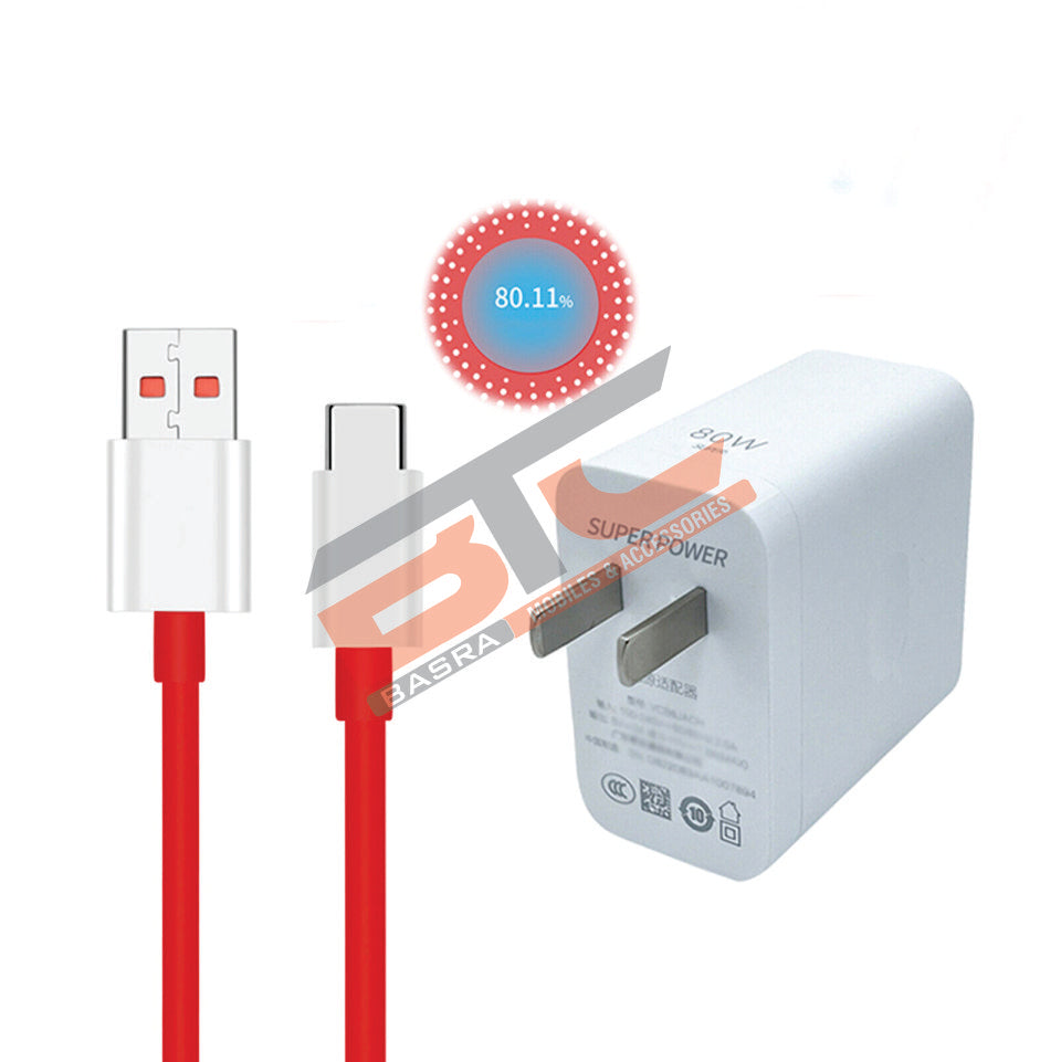 OnePlus Super vooc 80W Adapter USB A-to-C Warp Charger