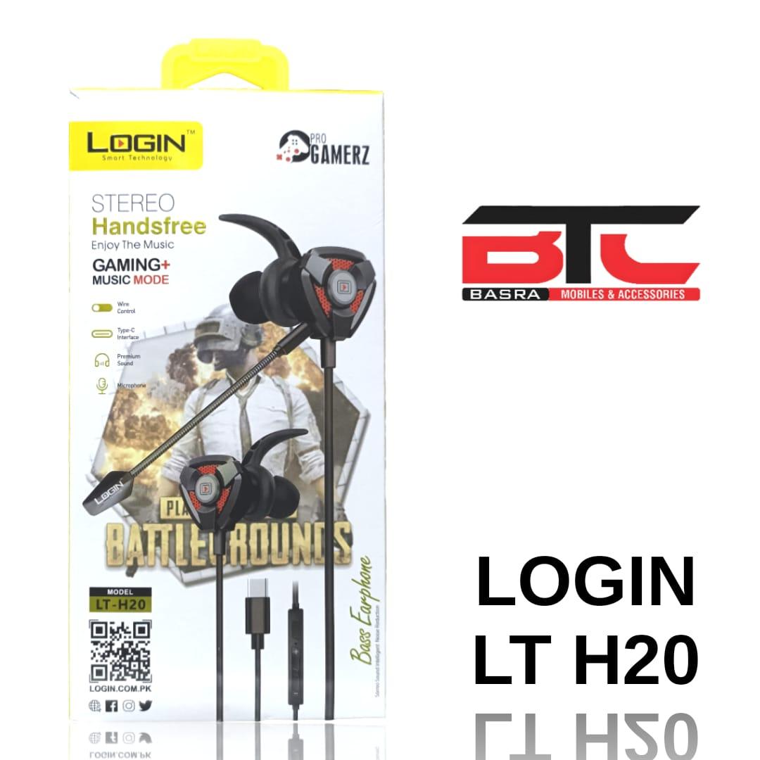 LOGIN HT H20 TYPE C HANDSFREE GAMING PUBG - Basra Mobile Center