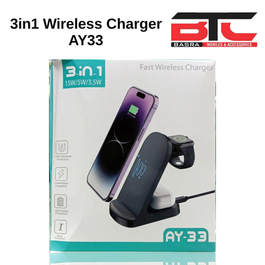 New AY-33 Arrival 15W Fast Wireless Charger 3 in 1 - Basra Mobile Center