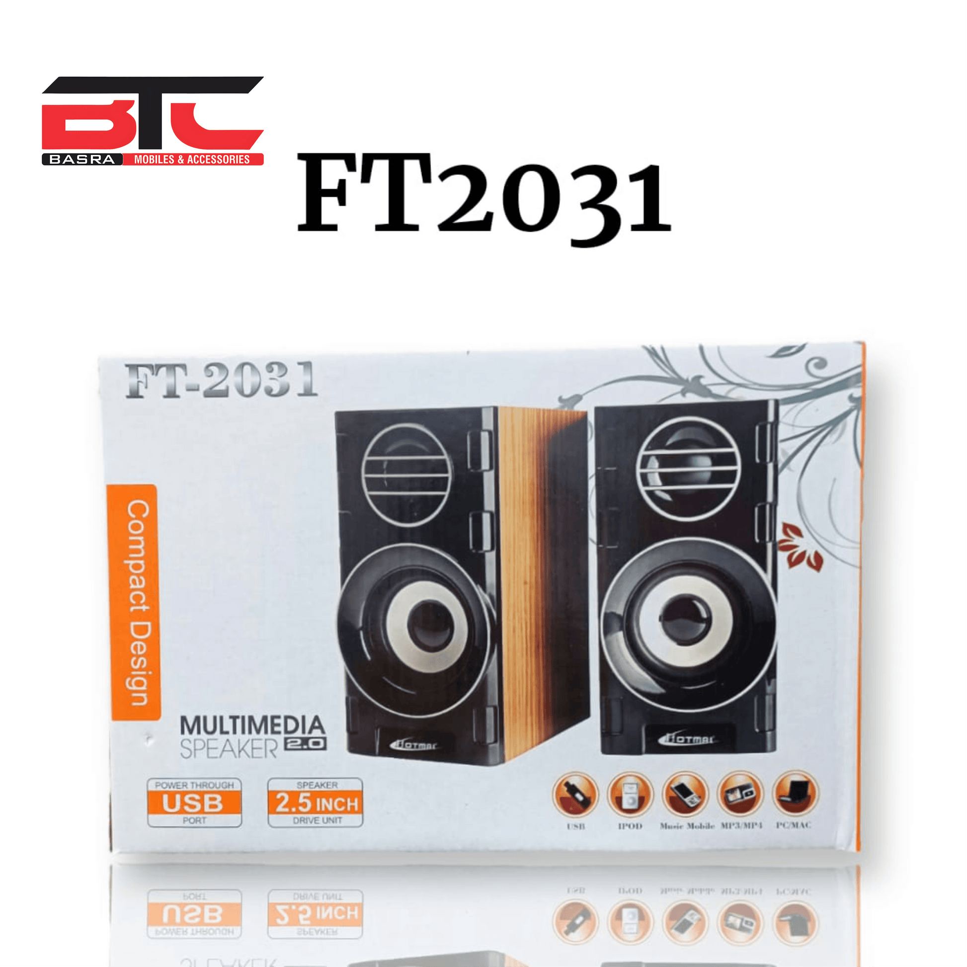 Solid Wooden Multimedia Woofer Speakers Ft-2031 Best Sound 2.0 Speaker system - Basra Mobile Center